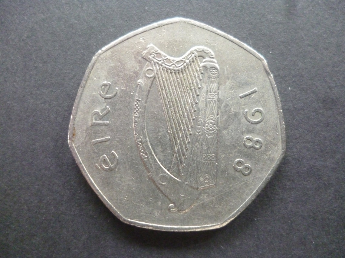 1988 Eire Ireland Republic 50p coin featuring a Woodcock Etsy