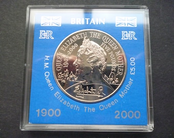 2000 UK Five Pounds Coin: Queen Mother 100th Birthday, Uncirculated