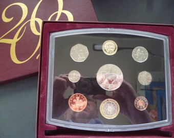 1995 Royal Mint Blue Box United Kingdom Proof Coin Collection 8 Coin Set w COA 