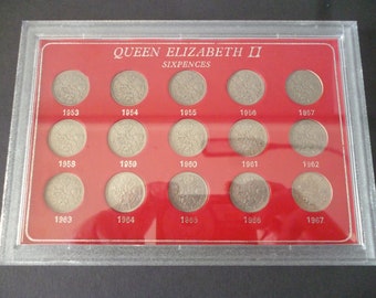 used Coinage of Great Britain 1965 Coin set consisting of 9 different circulated coins housed in a rigid plastic case.