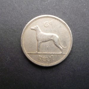 1962 Irish Sixpence Coin: Wolfhound & Harp, Craft Jewelry