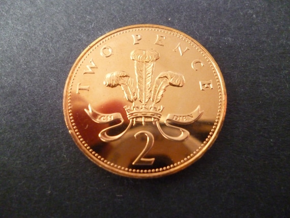 1986年英国2ペンス硬貨：エリザベス2世女王、宝飾品用未流通青銅貨