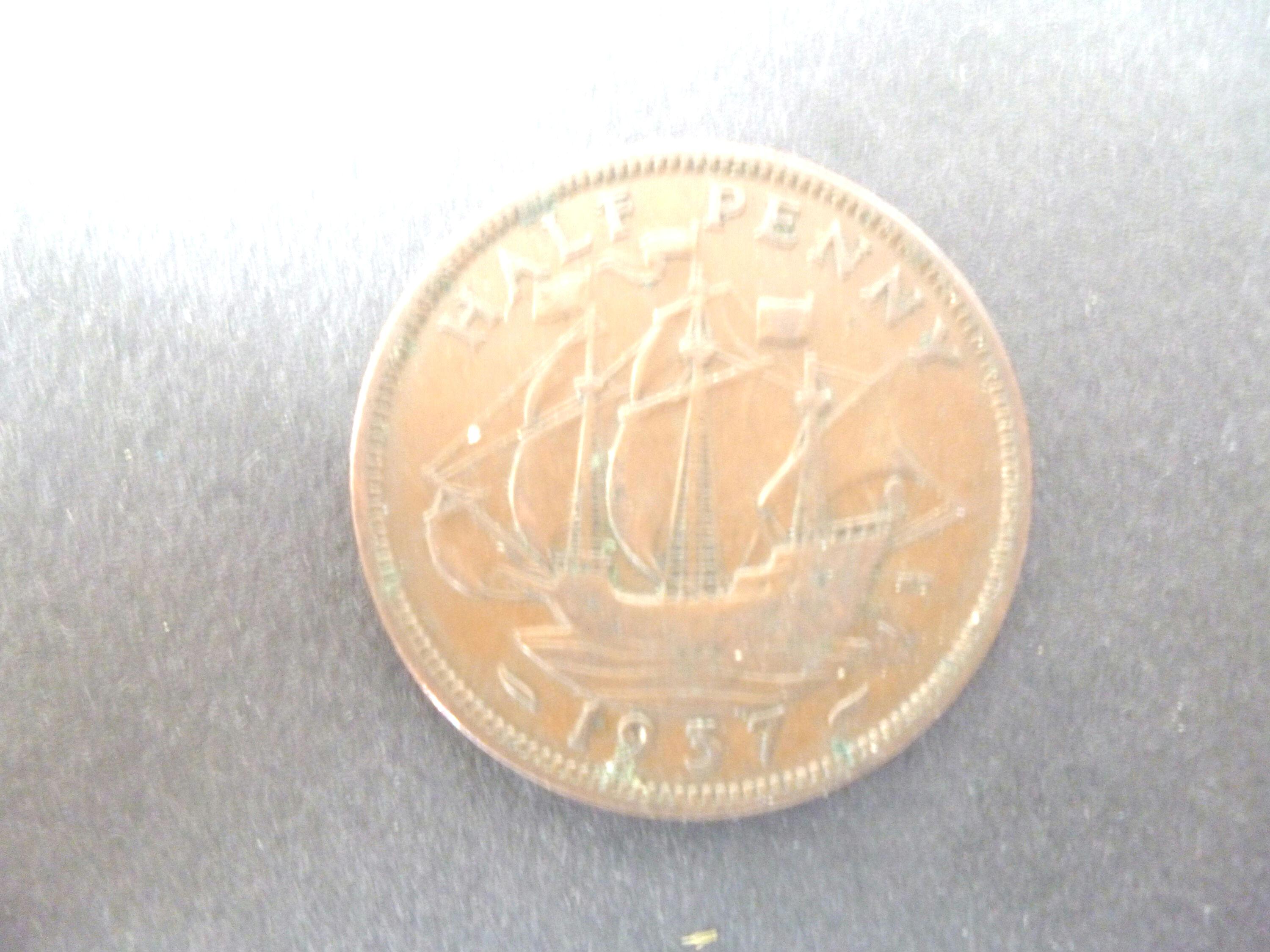 イギリス 1937 年 ハーフ ペニー コイン、ジョージ 6 世、良好な