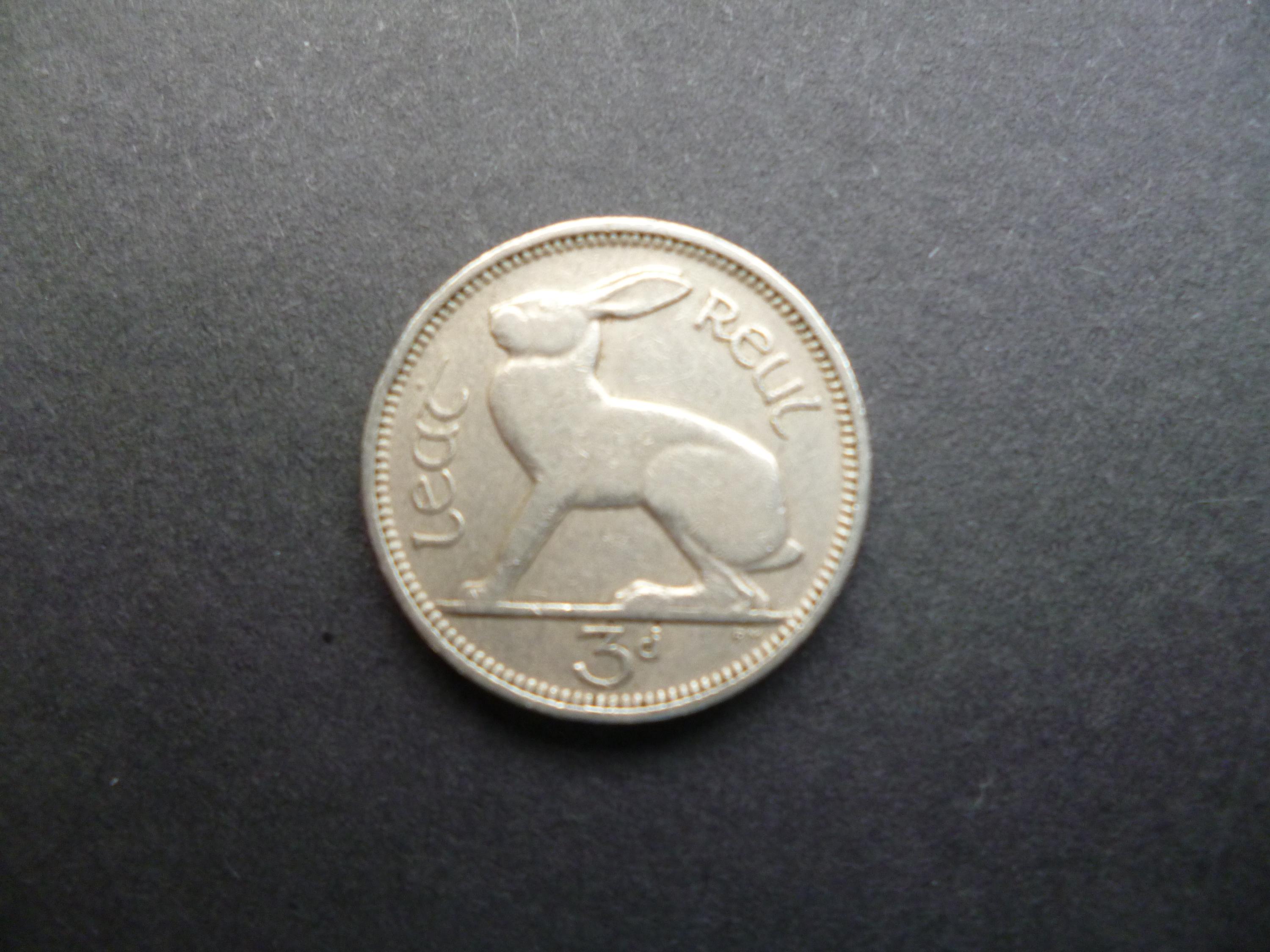 1948年アイルランド3ペンス硬貨：ヘア＆ハープ銅ニッケル貨 - Etsy 日本