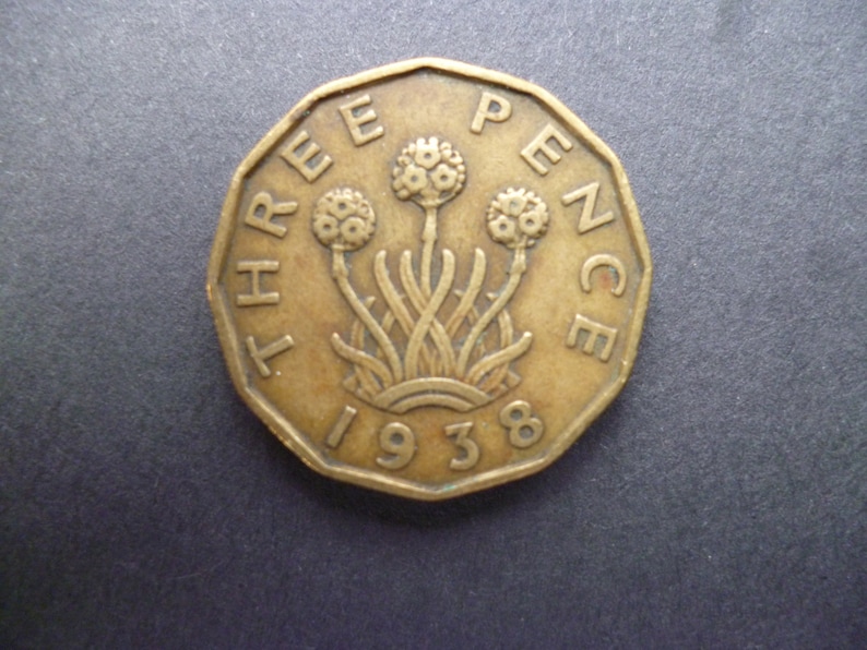 ideal gift or for jewellery or craftmaking projects. Great BritainThreepence coin 1938 in good used Nickel Brass circulated condition
