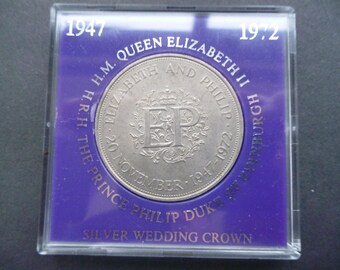 1972 Silver Wedding Crown Coin - Queen Elizabeth & Prince Philip