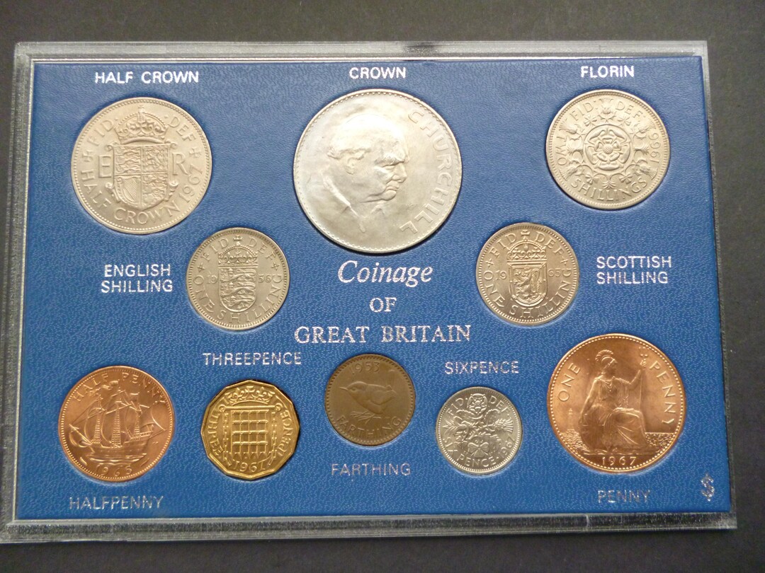 Vintage English Coinage of Great Britain a Coin Set Consisting of 10 ...