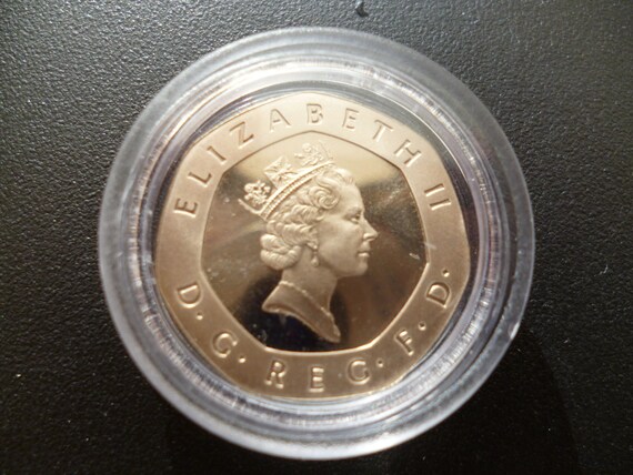 ヴィンテージ英国20ペンス硬貨：プルーフ状態、ジュエリークラフト