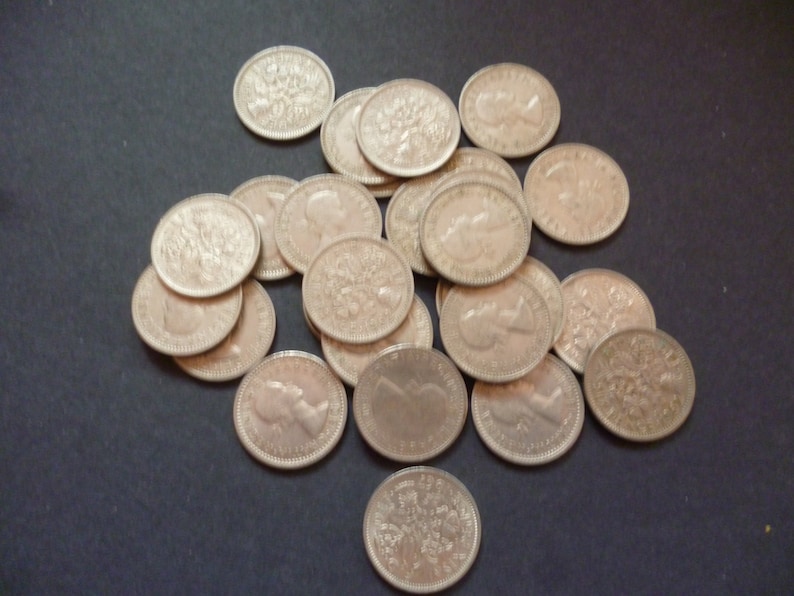 An English sixpence coin select the date and amount from the drop down menu dates range from 1953 to 1967 Cupro Nickel Sixpence for a bride. image 5