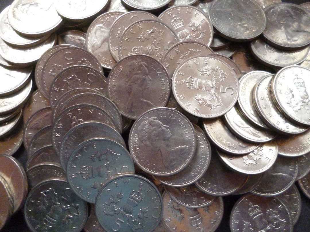 1969年エリザベス2世記念5ペンス硬貨：英国流通5ペンス銅ニッケル