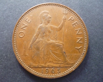 エリザベス女王1世記念ペニー硬貨、1964年～1967年、ナイスレッド、1枚