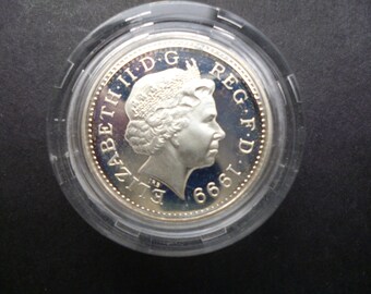 1999年英国ヴィンテージ シルバープルーフ1ポンドコイン - ロイヤル