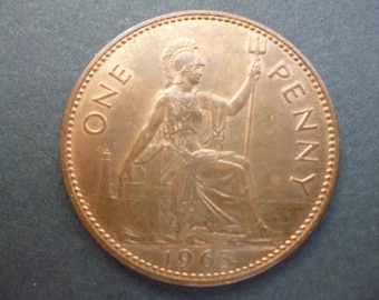 エリザベス女王1世記念ペニー硬貨、1964年～1967年、ナイスレッド、1枚
