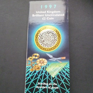 Pièce de deux livres du Royaume-Uni de 1997 : emballage brillant hors circulation de la Royal Mint