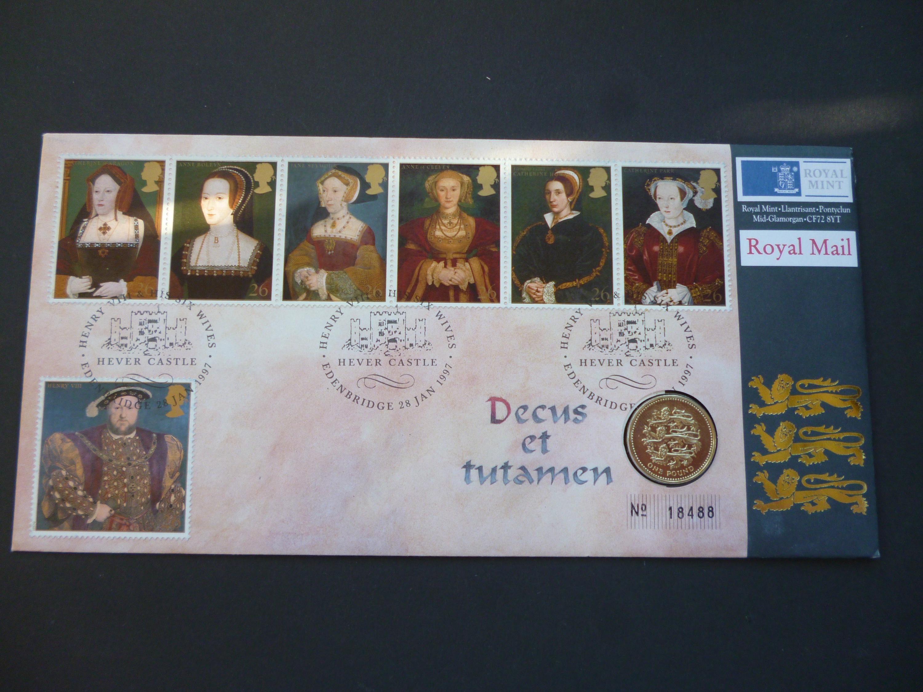 1997 Henry VIII Coin First Day Cover: UK Uncirculated One Pound
