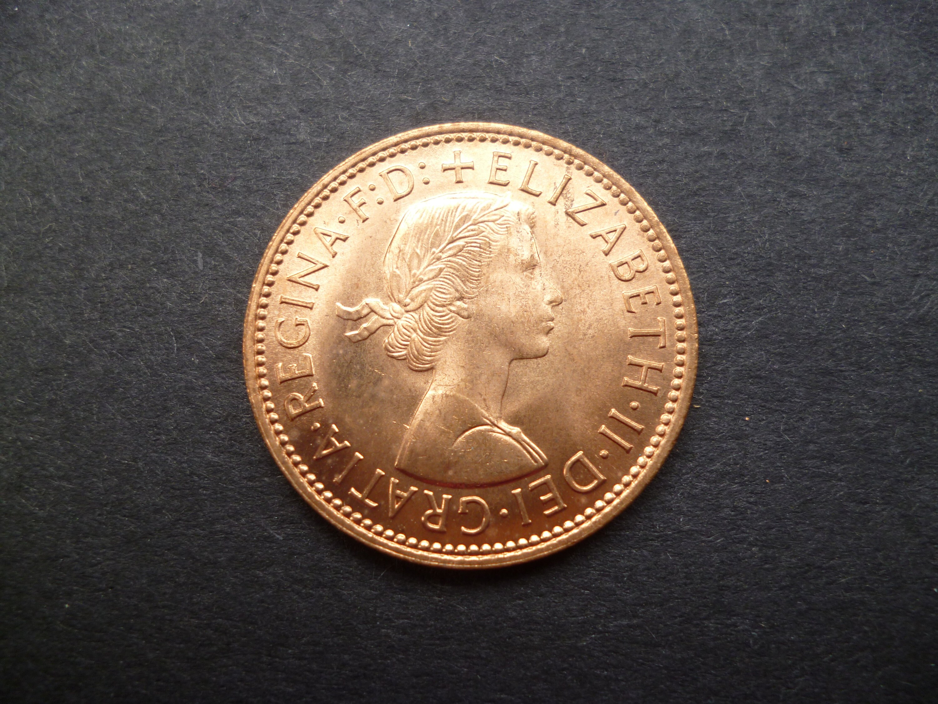 1966年ヴィンテージハーフペニーコイン：エリザベス2世女王