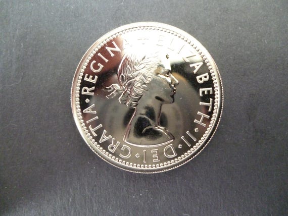 1970年プルーフ2シリング硬貨：エリザベス2世女王、白銅製、カプセル