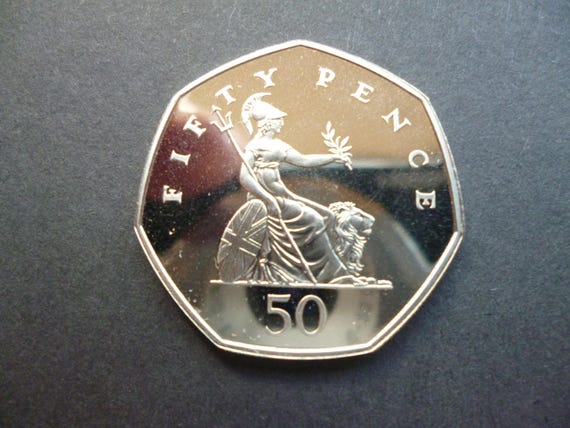 1998年英国プルーフ50ペンス硬貨：エリザベス2世、白銅、未流通 - Etsy