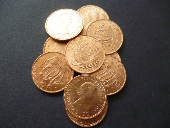 1967年イギリスハーフペニー　10枚セット 1967年英国ハーフペニー硬貨 - エリザベス2世女王 - 工芸品
