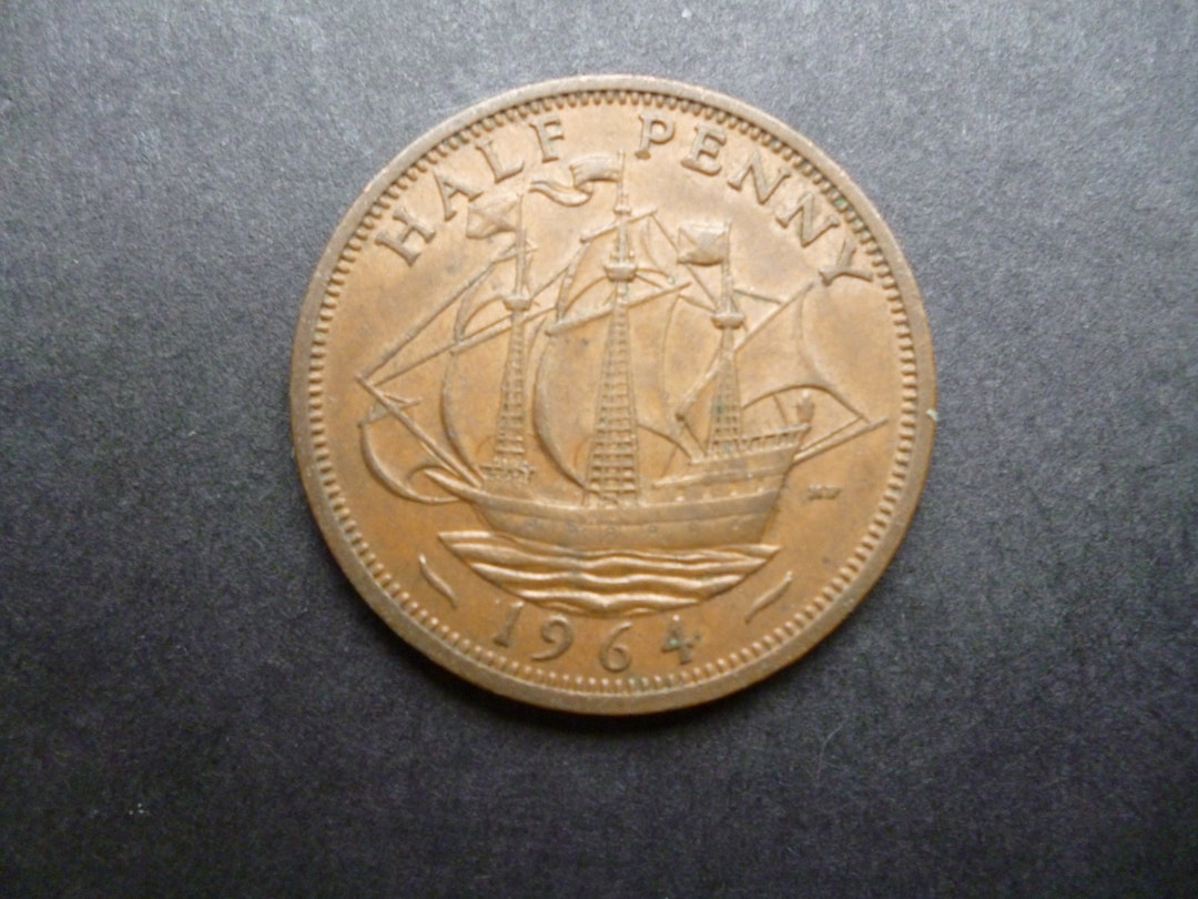 1964年イギリス半ペニー硬貨、エリザベス2世女王、ジュエリークラフト - Etsy 日本