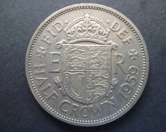 1959 England Halfcrown Coin: Cupro-Nickel, Jewelry Making