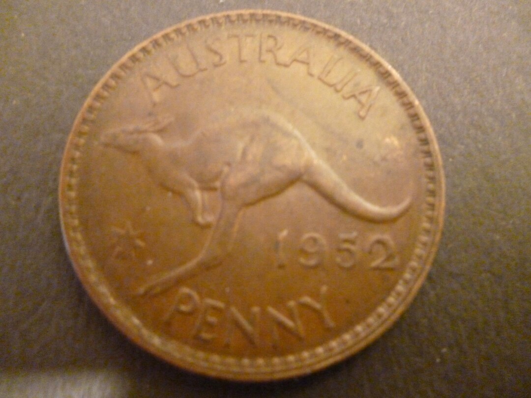 1952 Australian Penny Coin Leaping Kangaroo, King VI, Craft — free download