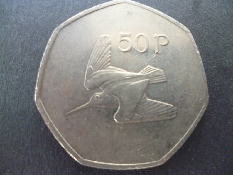 ideal for craft or jewellery making. 1998 Eire Ireland Republic 50p coin featuring a Woodcock Bird