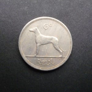 1962 Irish Sixpence Coin: Wolfhound & Harp, Craft Jewelry