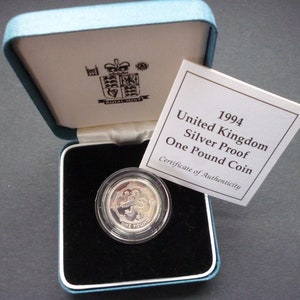 1994 UK Royal Mint Sterling Silver Proof One Pound Coin