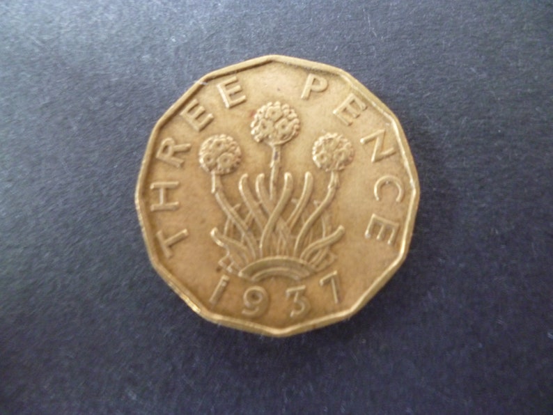 ideal gift or for jewellery or craftmaking projects. Great BritainThreepence coin 1937 in good used Nickel Brass condition circulated