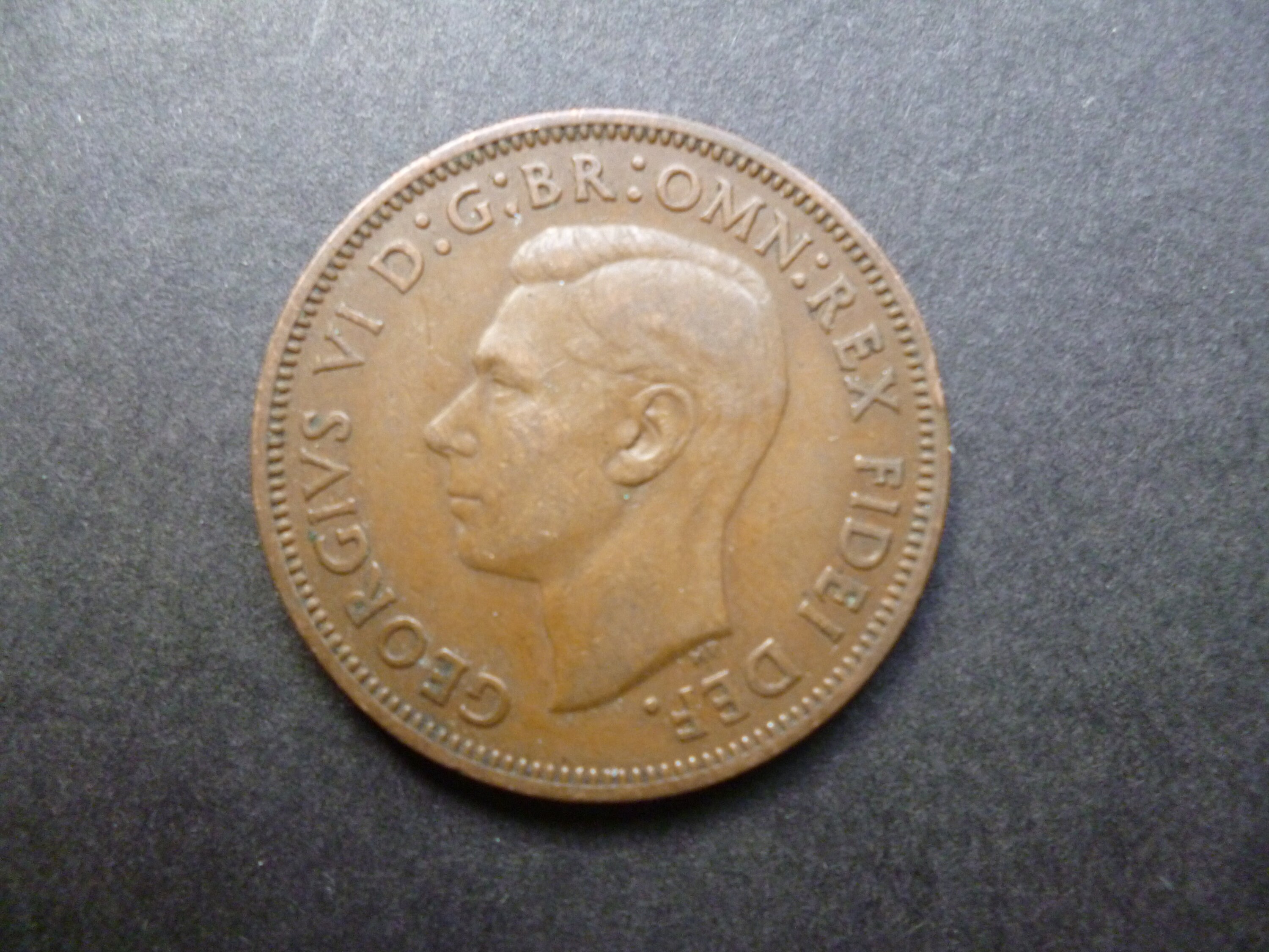 イギリス 1949 年 ハーフ ペニー コイン、ジョージ 6 世、良好な使用