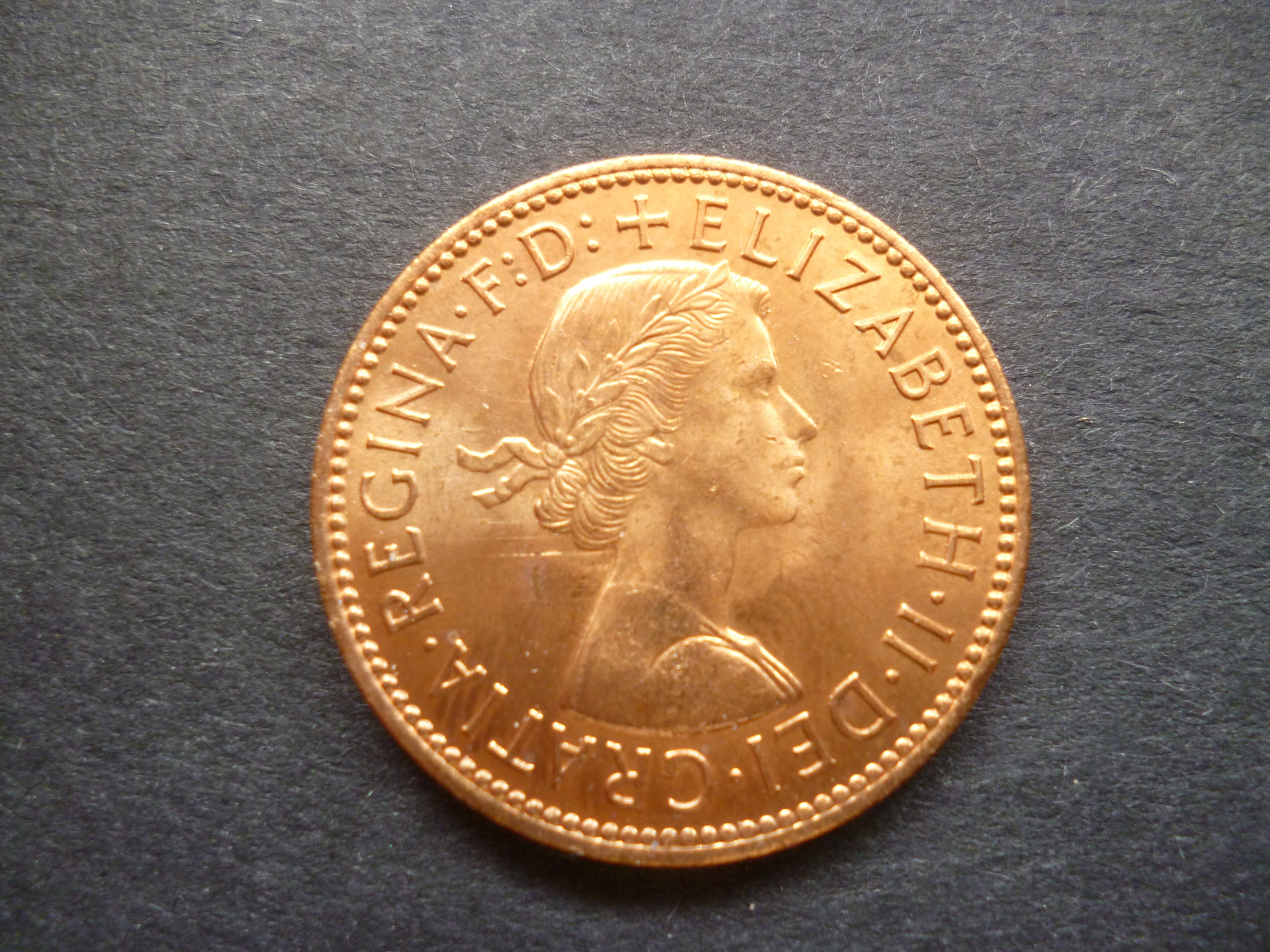 1965年英国ハーフペニー硬貨：エリザベス2世女王、ゴールデン