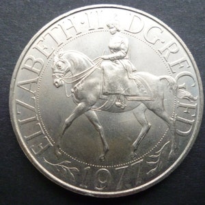 1977 Queen Elizabeth II Silver Jubilee Crown: Uncirculated English Coin