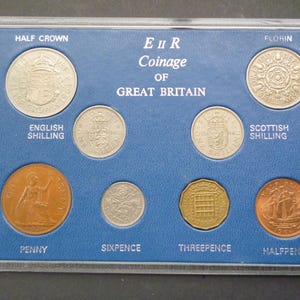 1964 British Coin Set: Queen Elizabeth II, 8-Coin Collection