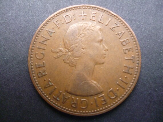 1962 年イギリス 1 ペニー硬貨、エリザベス 2 世女王、良好な