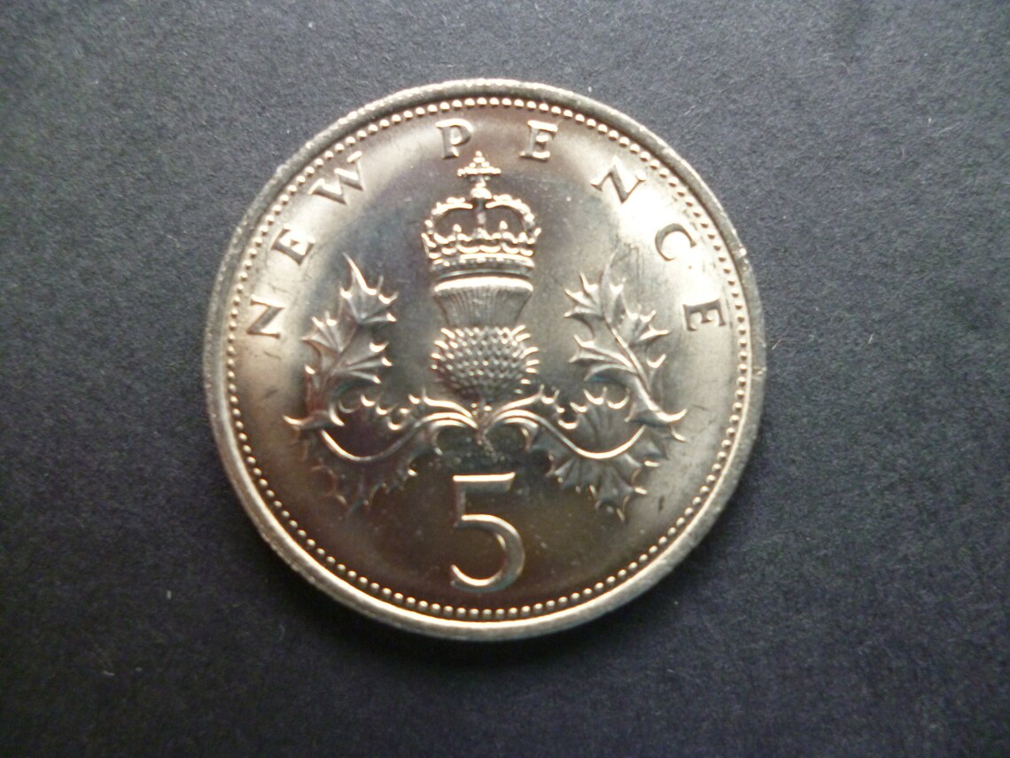 United Kingdom 1971 Five Pence Coin 5p in Circulated used Etsy