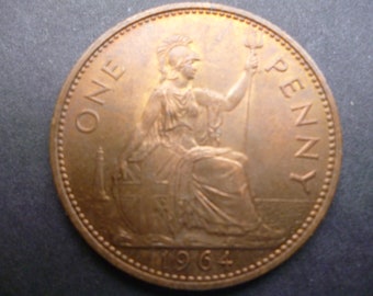 1966年 イギリス 1ペニー 硬貨 521. 美品 1966年 イギリス エリザベス二世 1ペニー コイン レア