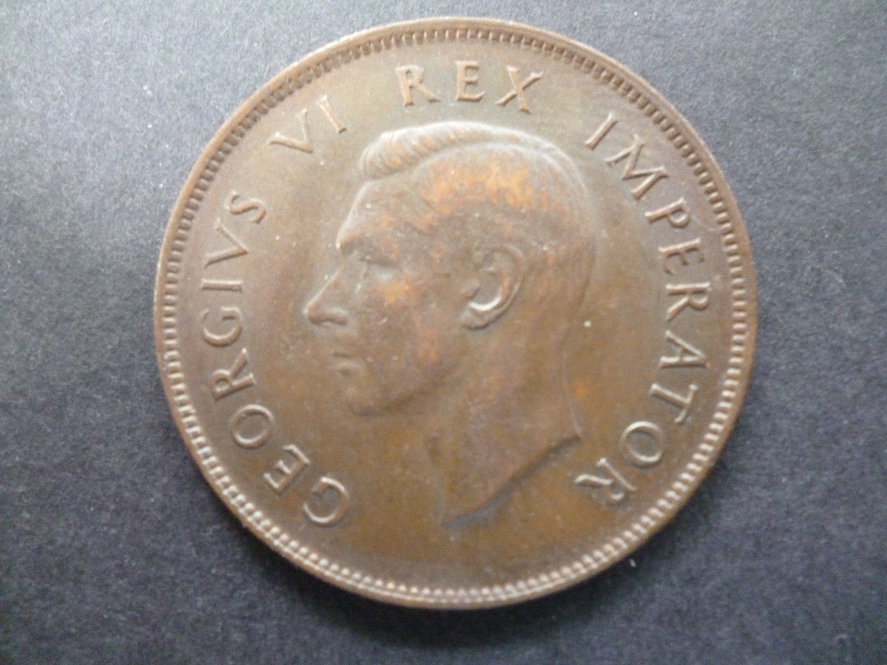 1941年南アフリカペニーコイン：ドロメダリス船、ジョージ6世