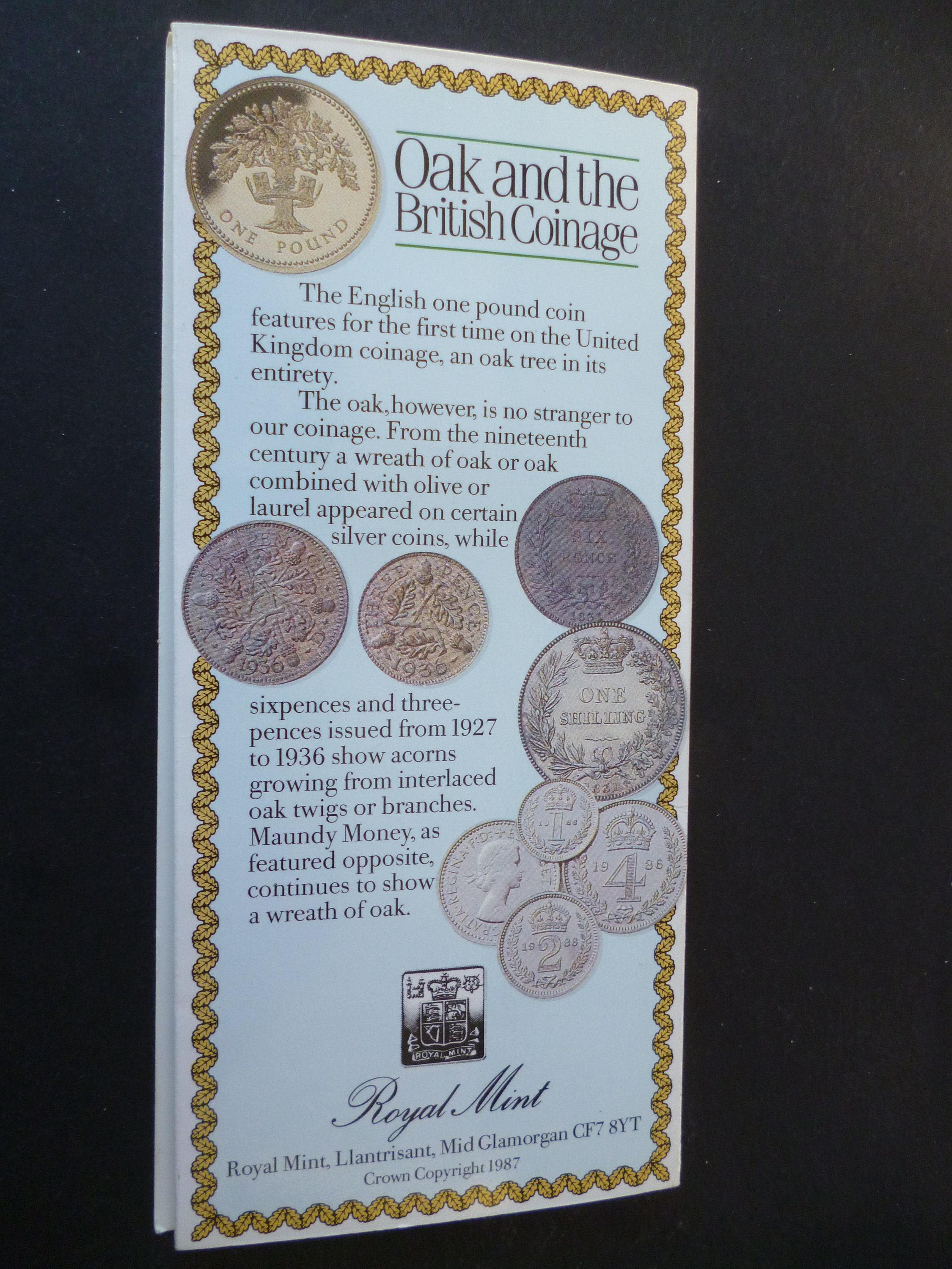 鑑定品 希少 英国 1 ポンド 1987 プルーフ ピードフォルト オークツリー イギリス 1987 年 1 ポンド硬貨、オークの木をあしらった