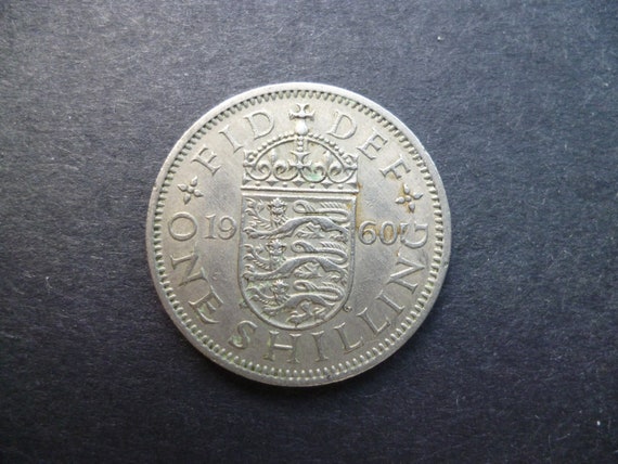 1960 UK Shilling Coin: Cupro-nickel English Version, Craft Jewelry