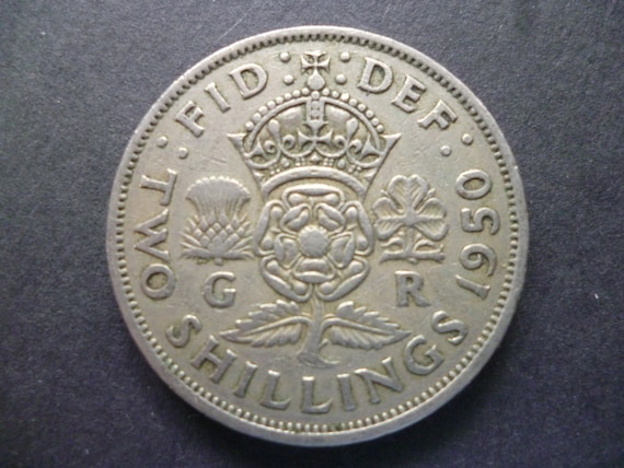 1950年 2シリング・フローリン貨幣：イギリスの宝飾品用白銅貨 - Etsy 日本