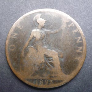 Vintage 1895 Queen Victoria Penny Coin: Jewelry Making Supply