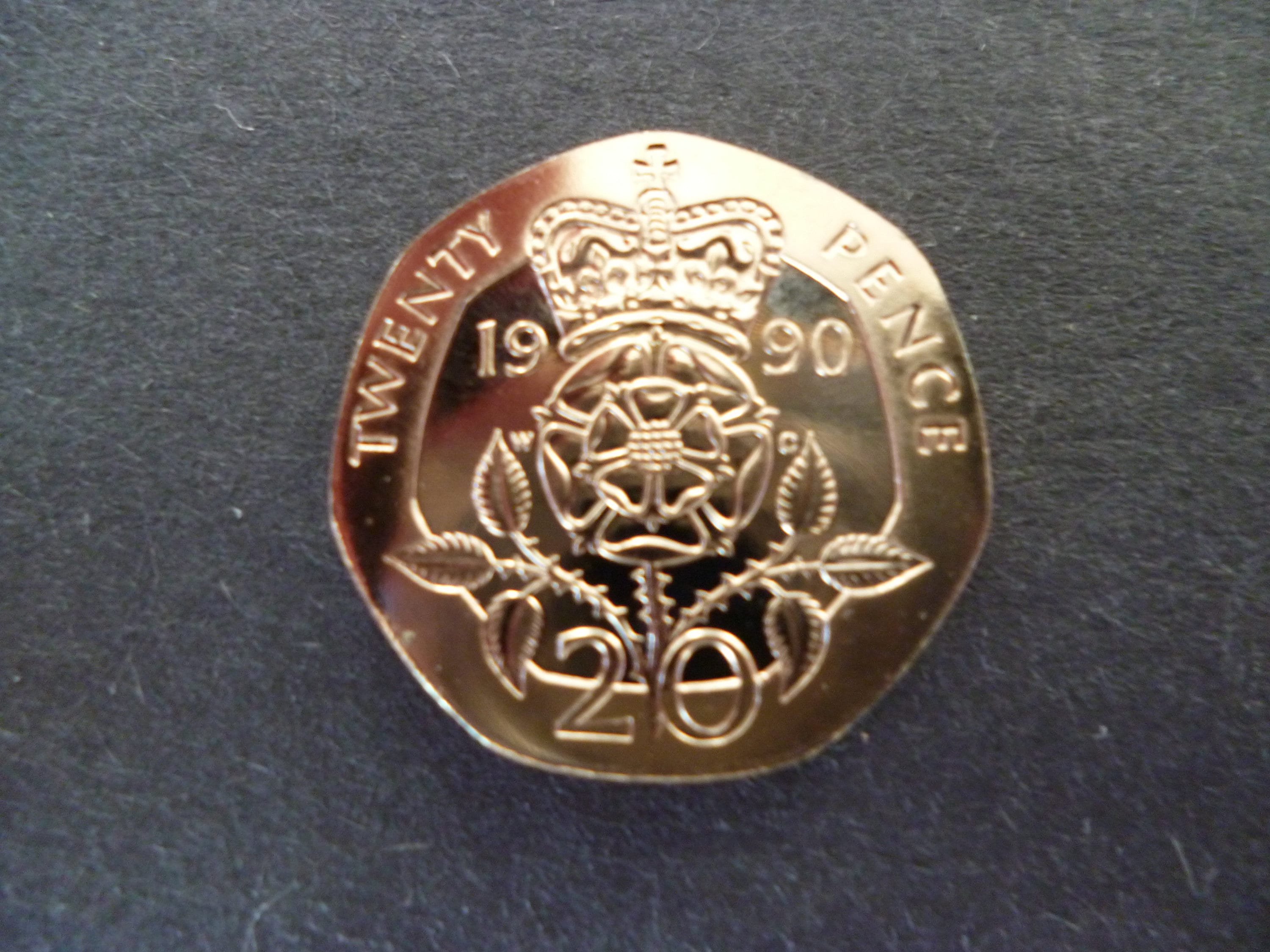イギリス 1990 年 20 ペンス硬貨 (20p) は、未流通 (未使用