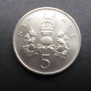 1980 UK Five Pence Coin: Cupro-Nickel Crafting Jewelry