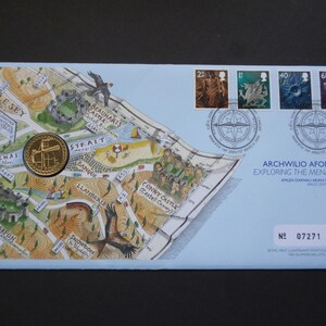 2005 UK Coin First Day Cover: Menai Straits, Uncirculated Pound Coin