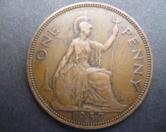 1937年 1ペニーコイン イギリス ジョージ6世より 誕生日、記念日、工芸