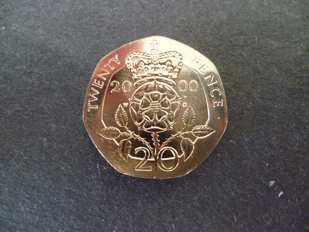 イギリス - プルーフ銀貨 5ペンス 2000年英国20ペンス硬貨：未流通の白銅ニッケル20ペンス（宝飾品 (5、10、20、50 イギリス 20ペンス  銀貨 2000年 プルーフ銀貨 エリザベス女王 5g ミント 新品 デッドストック