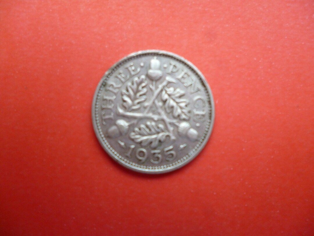Ciondolo 1935 Threepence Con Catena In Argento 18'' - Regalo Compleanno 82°