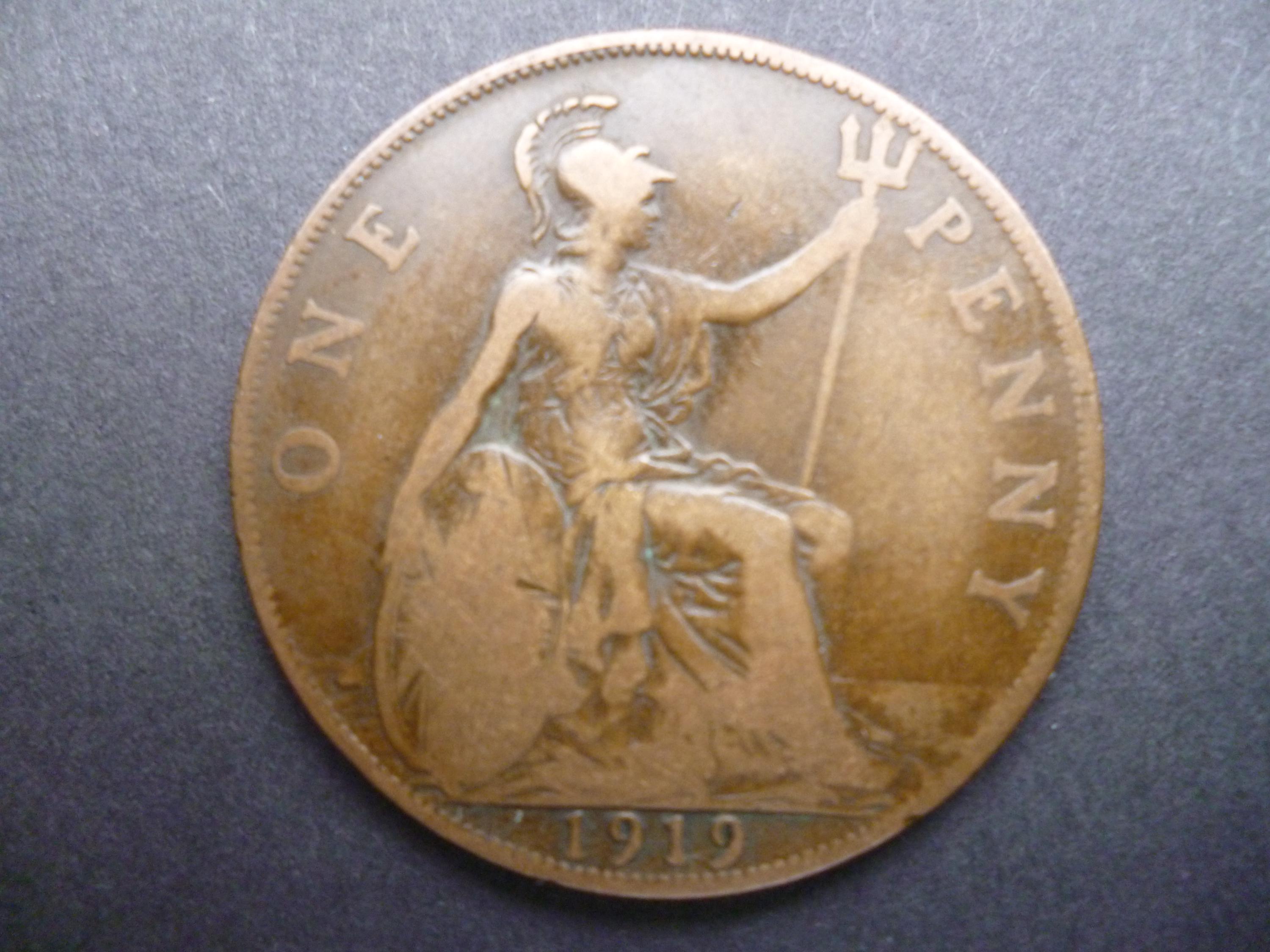 1-15イギリス　1ペニー　銅貨　1919年 プレスエラー　ジョージ 1-15イギリス 1ペニー 銅貨 1919年 プレスエラー ジョージ 楽天