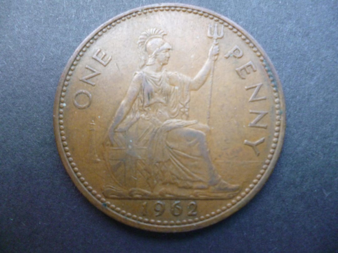 1962年英国1ペニー硬貨、エリザベス2世女王、クラフトジュエリー